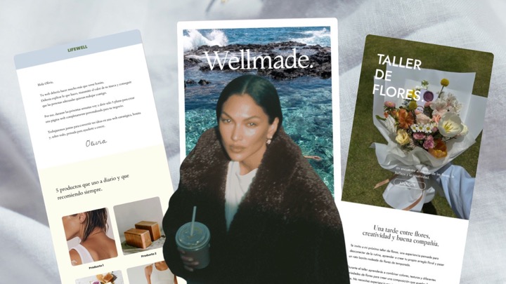 Composición de tres newsletters con distintos estilos visuales