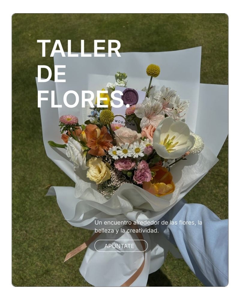Email que presenta un taller de flores con una llamada a apuntarse