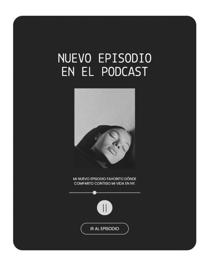 Newsletter que presenta un nuevo episodio de un podcast
